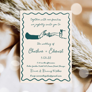 Invitación Boda de escritura de mano de dibujo engañoso dibuj