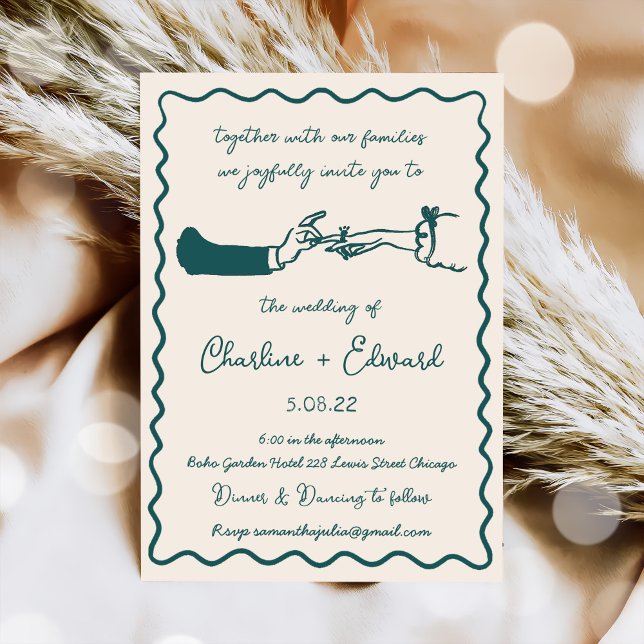 Invitación Boda de escritura de mano de dibujo engañoso dibuj (Subido por el creador)