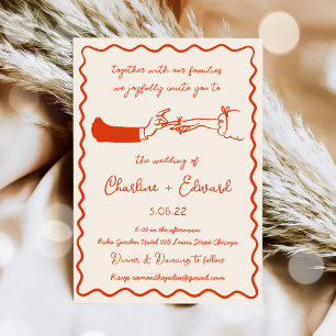 Invitación Boda de escritura de mano de dibujo engañoso dibuj