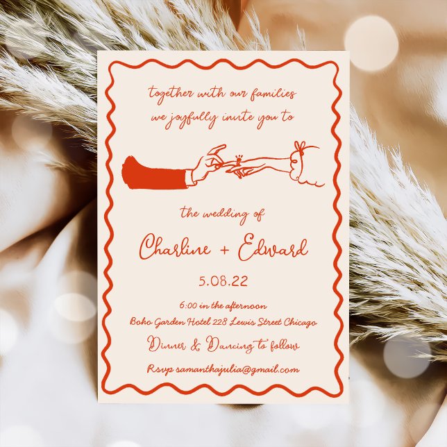 Invitación Boda de escritura de mano de dibujo engañoso dibuj (Subido por el creador)