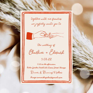 Invitación Boda de escritura de mano de dibujo engañoso dibuj