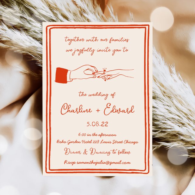 Invitación Boda de escritura de mano de dibujo engañoso dibuj (Subido por el creador)