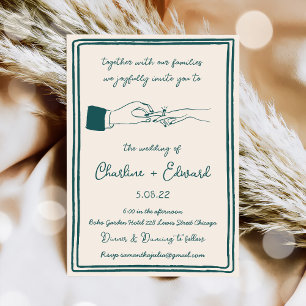 Invitación Boda de escritura de mano de dibujo engañoso dibuj
