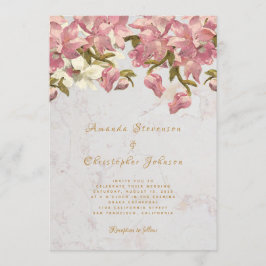 Invitación Boda de escritura de mármol rosa y blanca