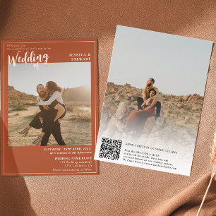 Invitación Boda de escritura de terracota negrita foto código