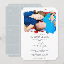 Invitación Boda de escritura de tipo gris fotográfico persona