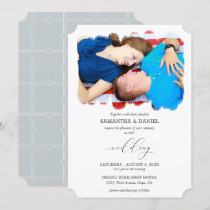 Invitación Boda de escritura de tipo gris fotográfico persona