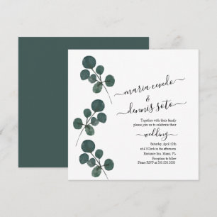Invitación Boda de escritura de vegetación de eucalipto acuar