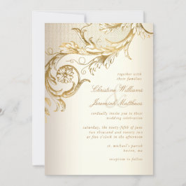 Invitación Boda de escritura elegante de damasquinados floral