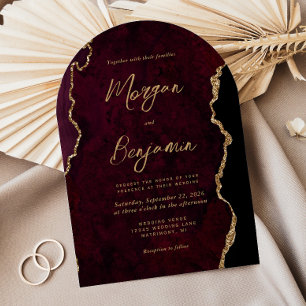 Invitación Boda de escritura en forma de arco de ágata dorada