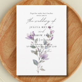 Invitación boda de escritura floral de acuarela minimalista