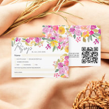Boda de escritura floral de acuarela vibrante QR R