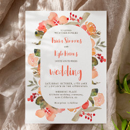 Invitación Boda de escritura floral de barro otoño de terraco