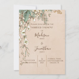 Invitación Boda de escritura floral romántica dibujada a mano