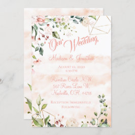 Invitación Boda de escritura floral rosa bonito