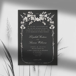 Invitación Boda de escritura formal del Arco de Boho Negro Fl