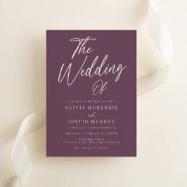 Invitación Boda de escritura malva malva moderna