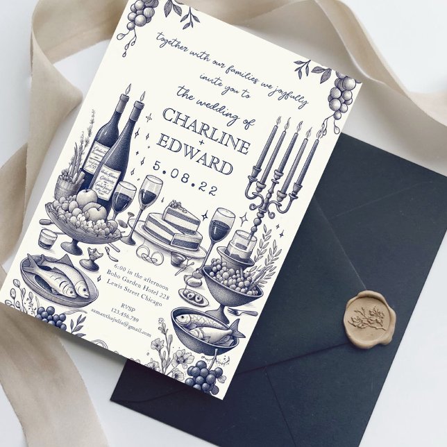 Invitación Boda de escritura manual de dibujo de viñeta dibuj (Subido por el creador)