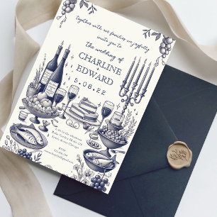 Invitación Boda de escritura manual de dibujo de viñeta dibuj