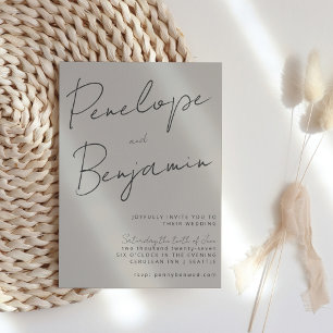 Invitación Boda de escritura manual de escritura moderna neut