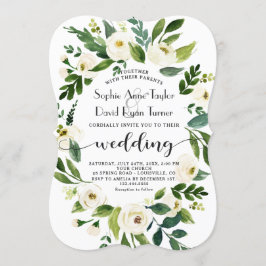 Invitación Boda de escritura manual de flor blanca caprichosa