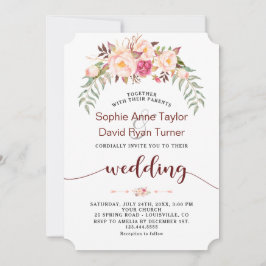 Invitación Boda de escritura manual floral de Rubor en Borgoñ