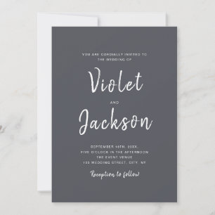 Invitación Boda de escritura manuscrita minimalista de carbón