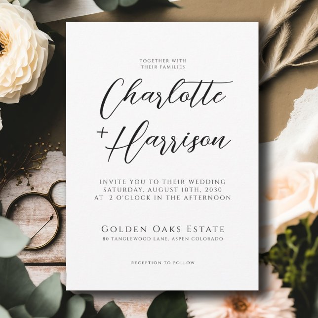 Invitación Boda de escritura manuscrita Minimalista moderna (Subido por el creador)