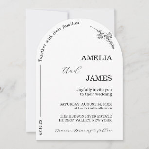 Invitación Boda de escritura mínima de fotografía de arco mod