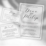 Invitación Boda de escritura mínima en blanco y negro<br><div class="desc">Eleva tu día especial con nuestra exquisita invitación a la boda, adornada con un impresionante diseño blanco y negro que exuda elegancia y sofisticación. Se diseña meticulosamente para reflejar la belleza del amor, convirtiéndolo en la elección perfecta para una celebración eterna. Disfrute del lujo de esta encantadora invitación a la...</div>
