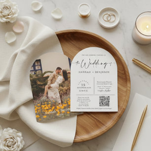 Invitación Boda de escritura mínima moderada con arcos Foto d