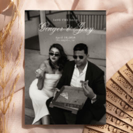 Invitación Boda de escritura Minimalista moderna Guardar la f