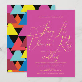 Invitación Boda de escritura moderna, audaz, brillante y colo
