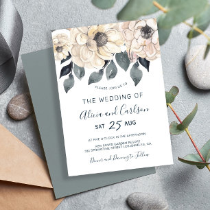 Invitación Boda de escritura moderna de color de agua floral 