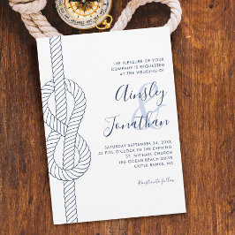 Invitación Boda de escritura moderna de Knot Rope nautical