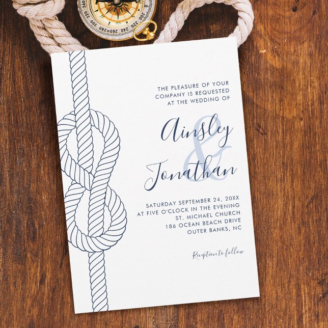 Invitación Boda de escritura moderna de Knot Rope nautical (Subido por el creador)