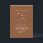 Invitación Boda de escritura moderna de Siena Brown todo en u<br><div class="desc">Invitación a la boda minimalista y moderna en Siena Brown con el sitio web RSVP</div>