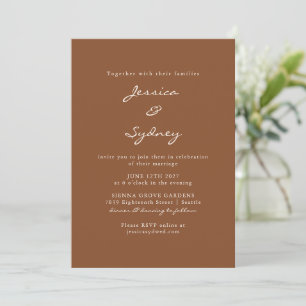 Invitación Boda de escritura moderna de Siena Brown todo en u