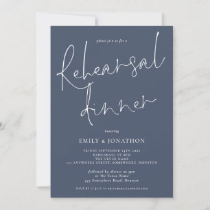 Invitación Boda de escritura moderna ensayar la cena en la ma