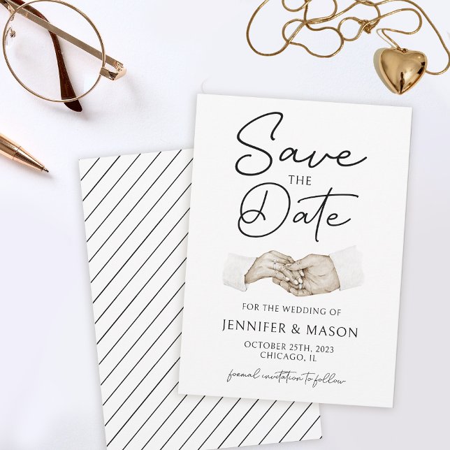 Invitación Boda de escritura moderna mínima ahorra la fecha (Subido por el creador)