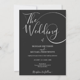 Invitación boda de escritura moderna minimalista de tipografí
