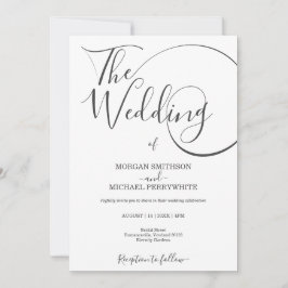Invitación boda de escritura moderna minimalista de tipografí