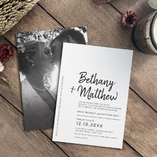 Invitación boda de escritura mono caligráfica minimalista