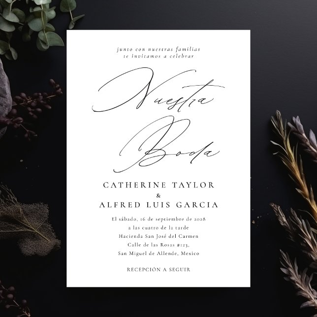 Invitación Boda de escritura negra en castellano (Subido por el creador)