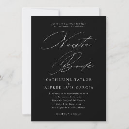 Invitación Boda de escritura negra en castellano
