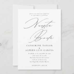 Invitación Boda de escritura negra en castellano