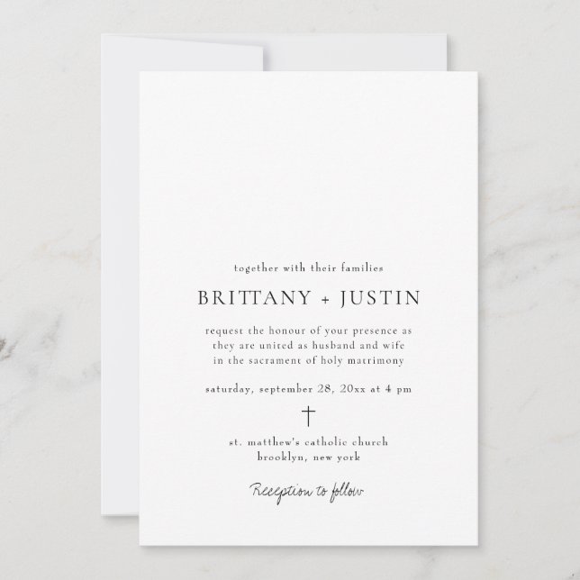 Invitación Boda de escritura negra moderna de Bretaña con RSV (Anverso)