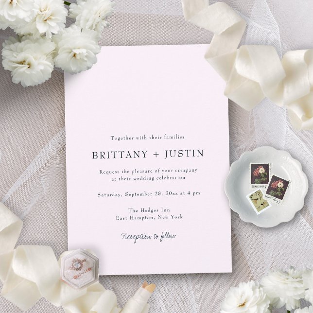 Invitación Boda de escritura negra moderna de Bretaña con RSV (This minimalist invite is perfect for couples who like a modern, elegant look)