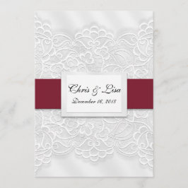 Invitación Boda de escritura roja profunda de encaje Grabado