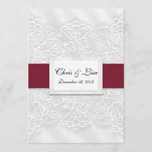 Invitación Boda de escritura roja profunda de encaje Grabado